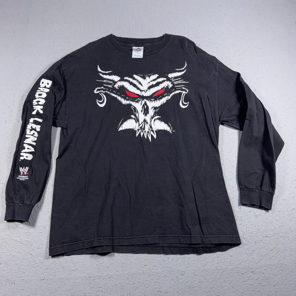 Vintage WWE Brock Lesnar Long Sleeve T Shirt Men XL Black Graphic‎ Wrestling